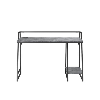 Gray Writing Desk – Metal Computer Desk or Home Office Table with USB