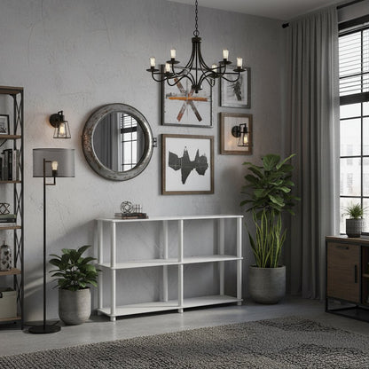 White Standing Shelf – 3 Tier Display Shelf with Horizontal Bookshelf Design