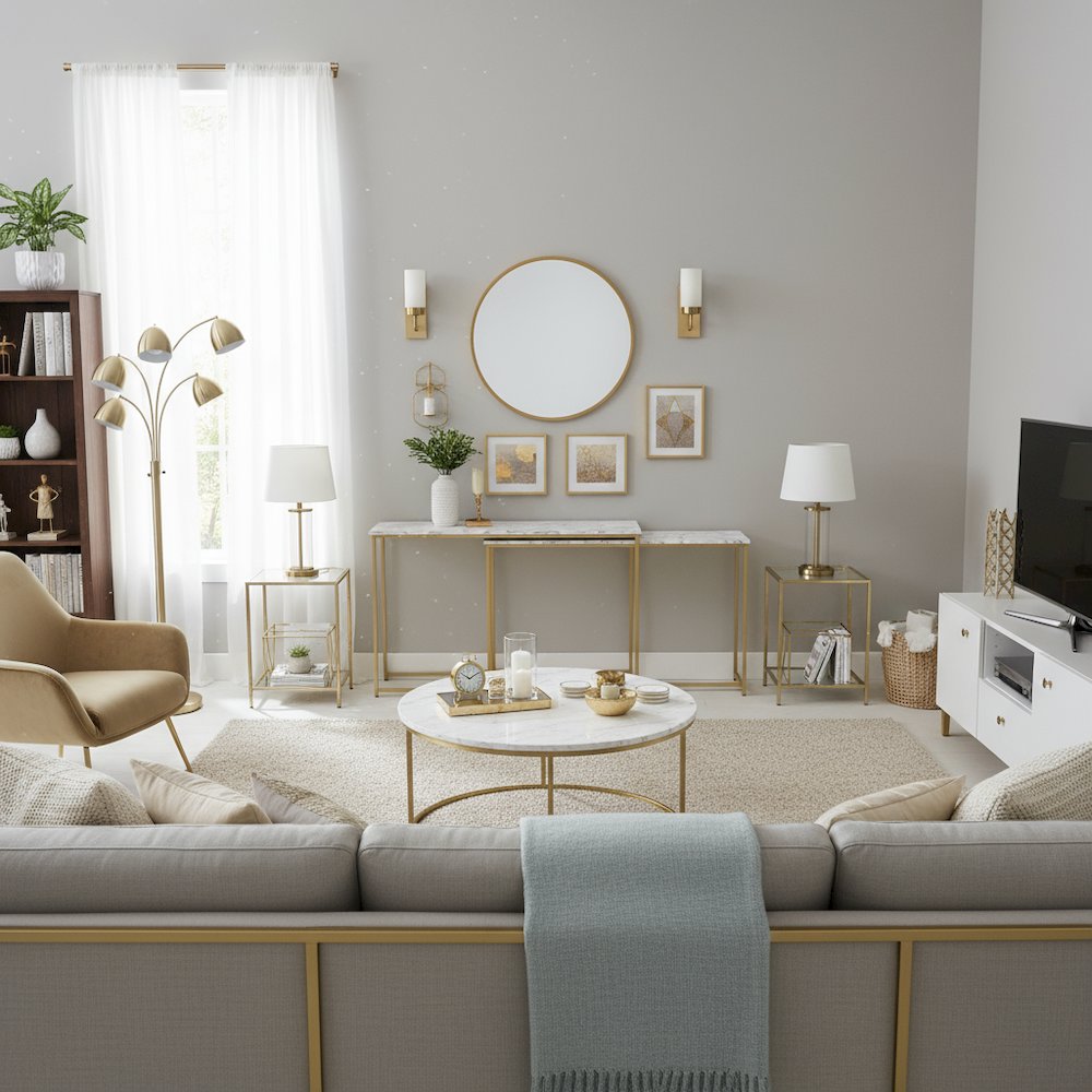 White Set of 2 Nesting Tables – Narrow Long Sofa Tables for Behind Couch