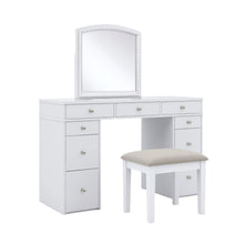 White Makeup Vanity Desk with Mirror and LED Lights – Vanity Desk Set With Stool