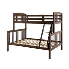 Merlot Red Wooden Bunk Beds Twin Over Full Size with Ladder and Guard Rails