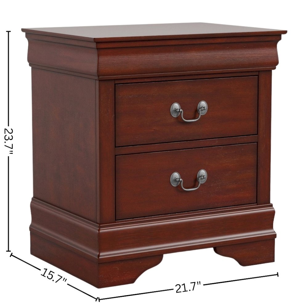 Brown Wooden Nightstand with 2 Drawers – Small 21.7 Inch Wide Bedroom Nightstand