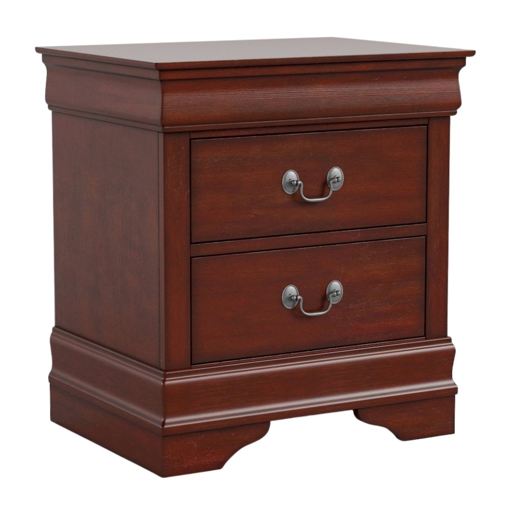 Brown Wooden Nightstand with 2 Drawers – Small 21.7 Inch Wide Bedroom Nightstand