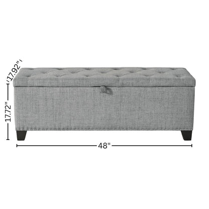 Gray Ottoman with Storage – Upholstered Storage Bench for Bedroom, Entry