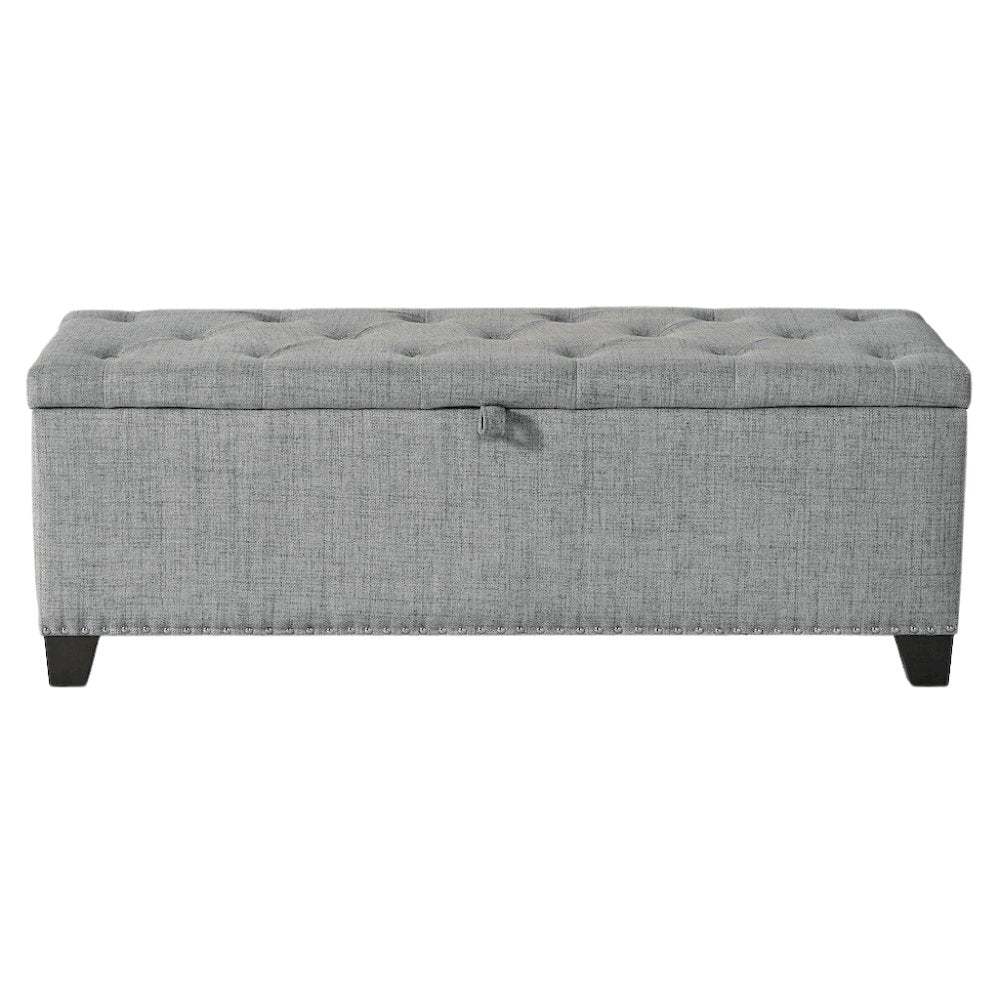 Gray Ottoman with Storage – Upholstered Storage Bench for Bedroom, Entry