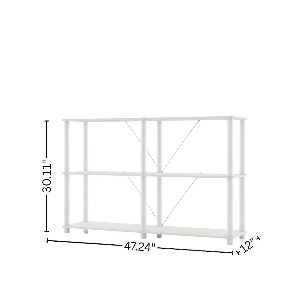 White Standing Shelf – 3 Tier Display Shelf with Horizontal Bookshelf Design