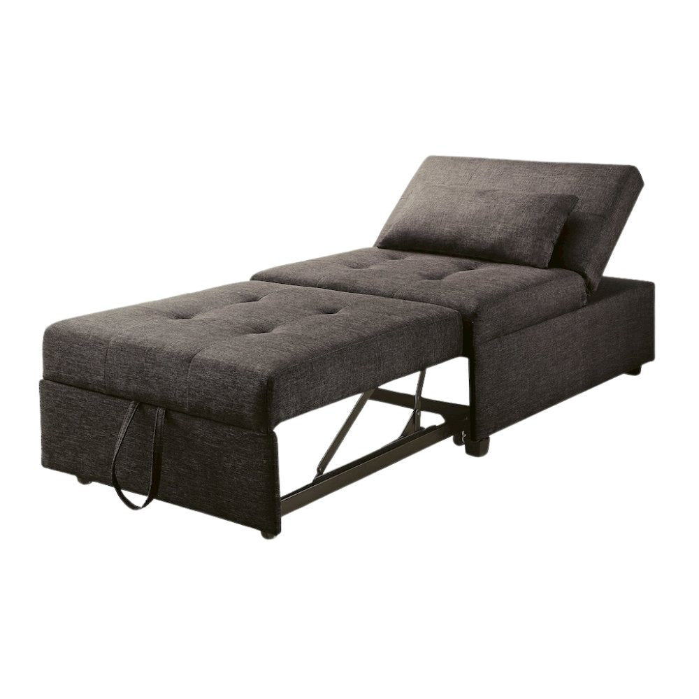 Gray Tufted Folding Ottoman Chair Sofa Bed - 43.5 Inch Long Single Sofa Design