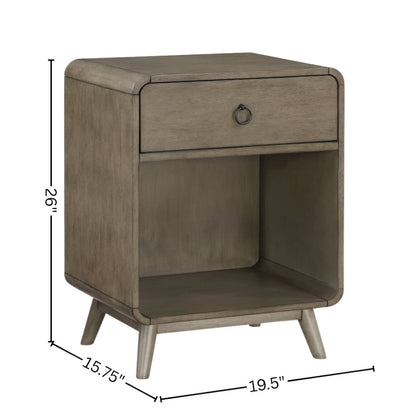 Gray Wooden Nightstand – 1 Drawer Side Table for Bedroom Décor and Storage