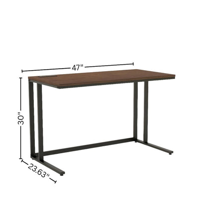 Black Writing Desk – Metal Computer Desk With USB and Power Outlets