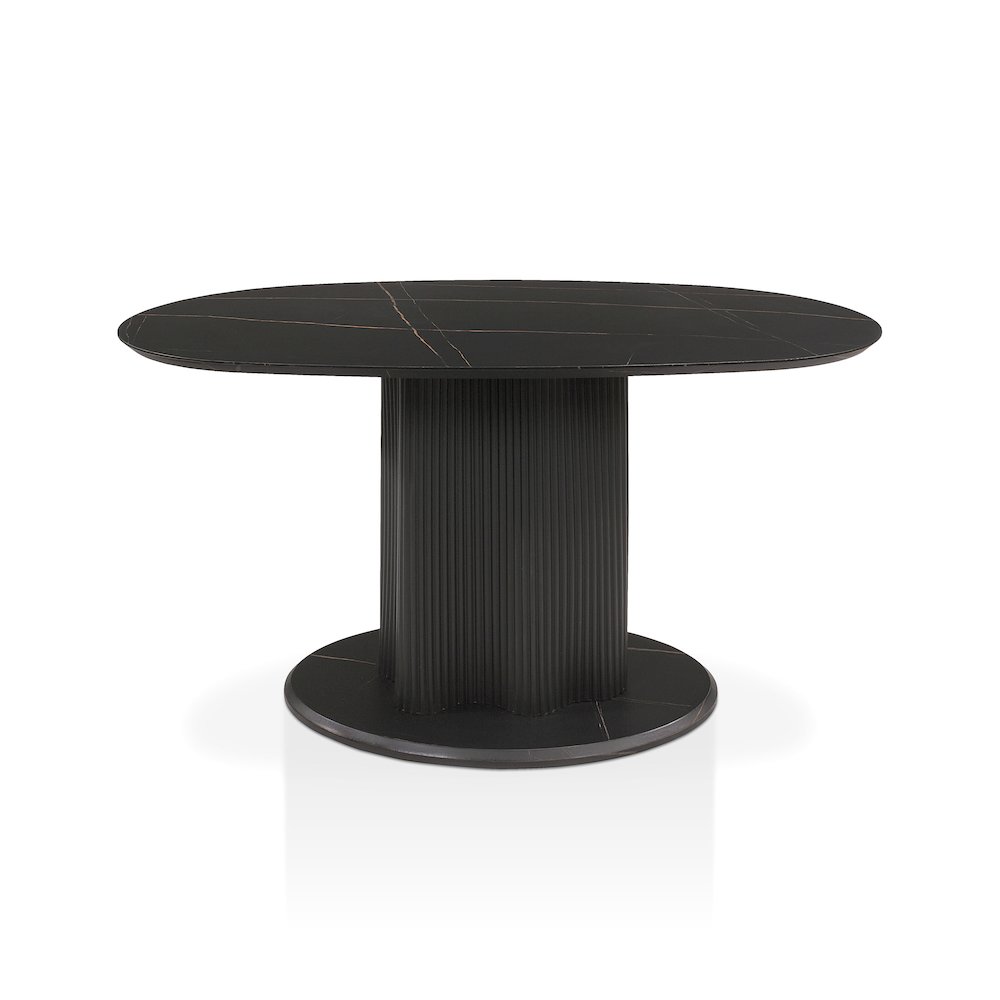 Elara Iron Base Pedestal Oval Dining Table