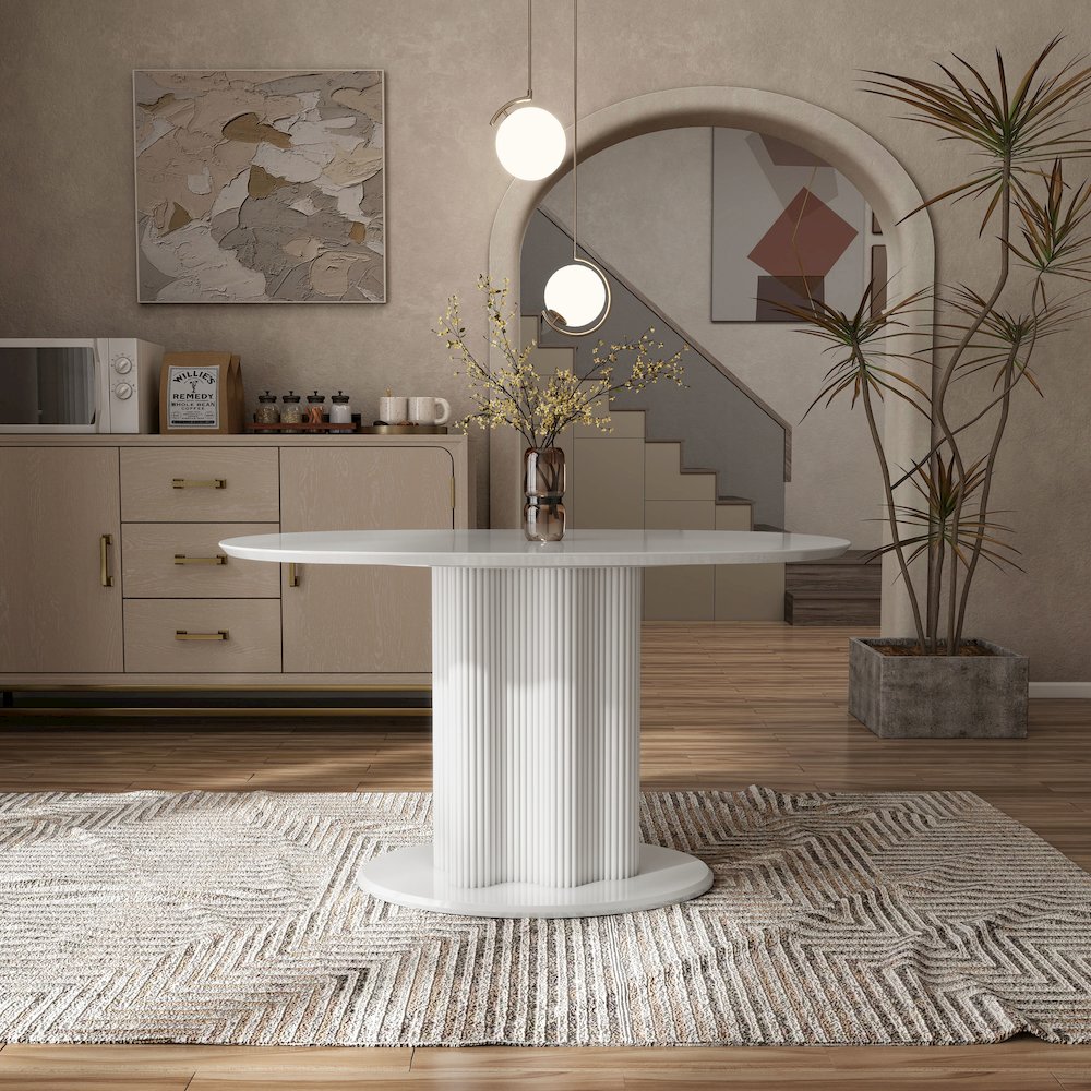 Elara Iron Base Pedestal Oval Dining Table