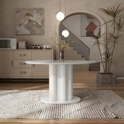 Elara Iron Base Pedestal Oval Dining Table