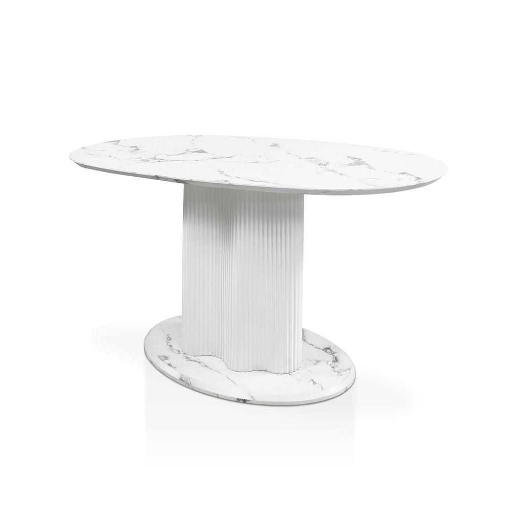 Elara Iron Base Pedestal Oval Dining Table