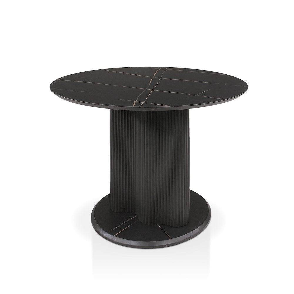 Elara Iron Base Pedestal Round Dining Table