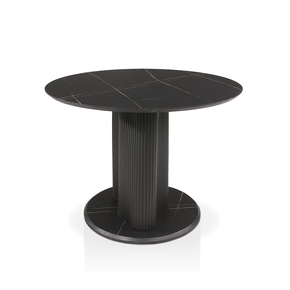 Elara Iron Base Pedestal Round Dining Table