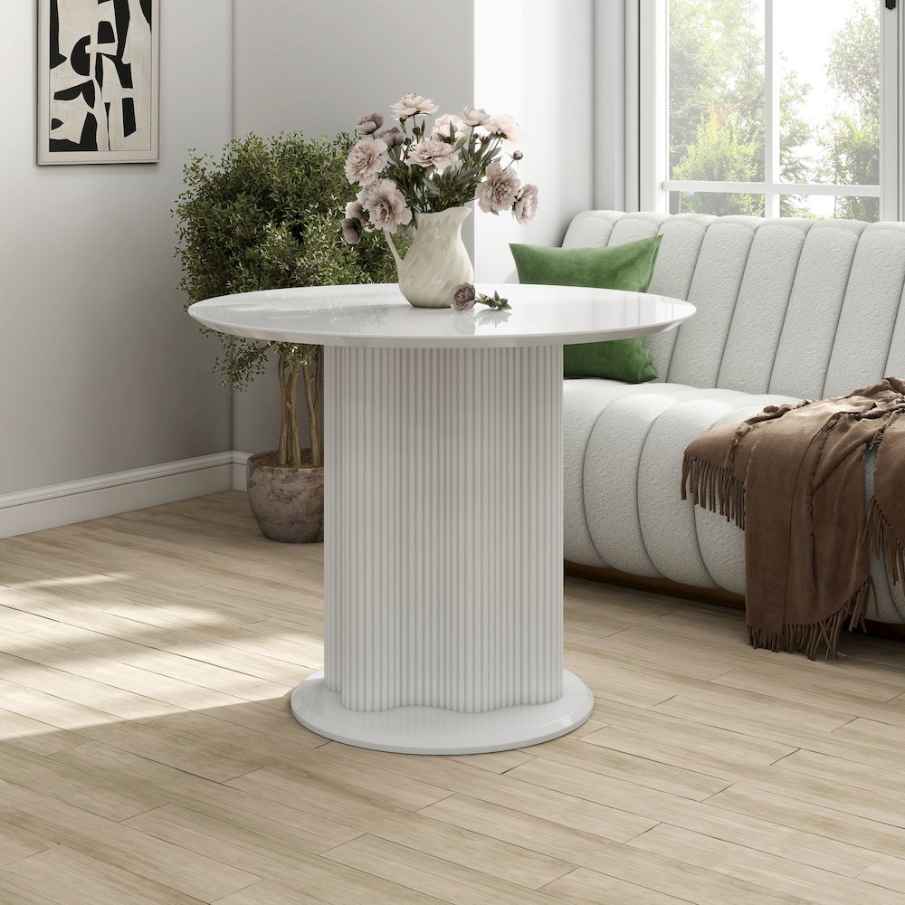 Elara Iron Base Pedestal Round Dining Table