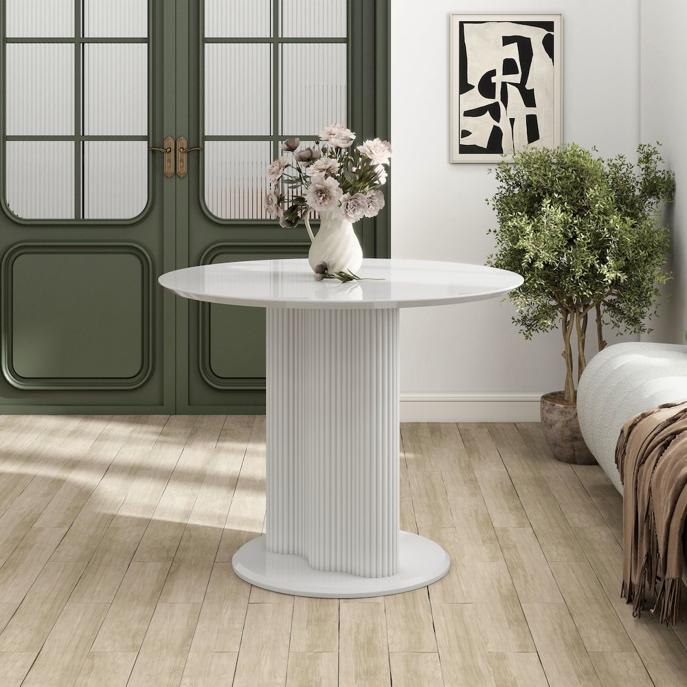 Elara Iron Base Pedestal Round Dining Table