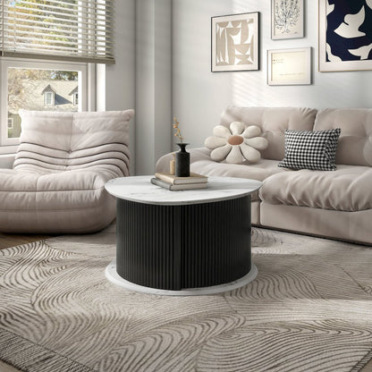 Talo Fluted Pedestal Triangle Storage Coffee Table