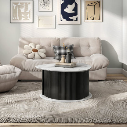 Talo Fluted Pedestal Triangle Storage Coffee Table