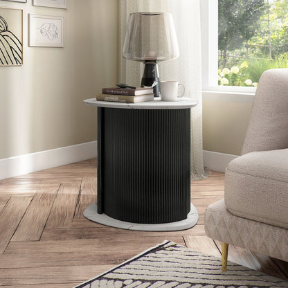 Talo Fluted Pedestal Triangle Storage End Table