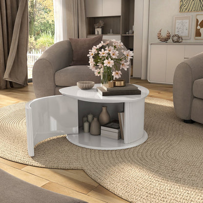 Talo Fluted Pedestal Triangle Storage Coffee Table