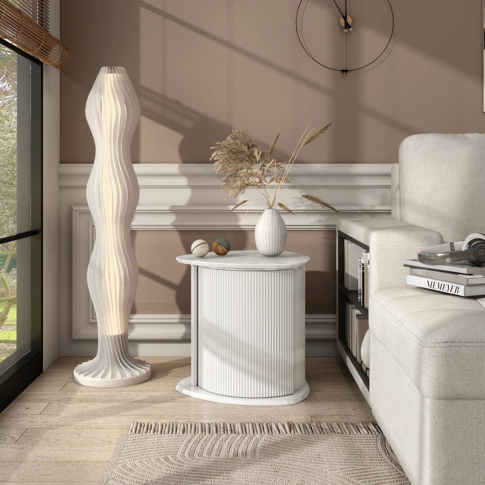 Talo Fluted Pedestal Triangle Storage End Table