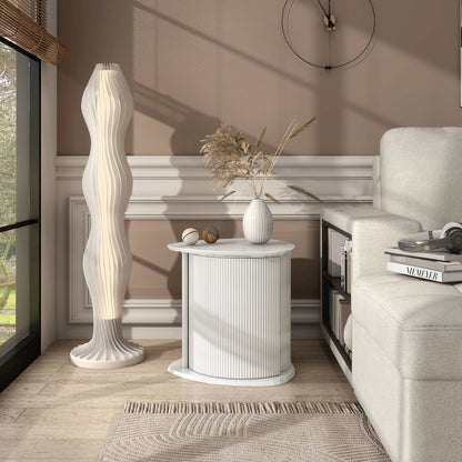 Talo Fluted Pedestal Triangle Storage End Table