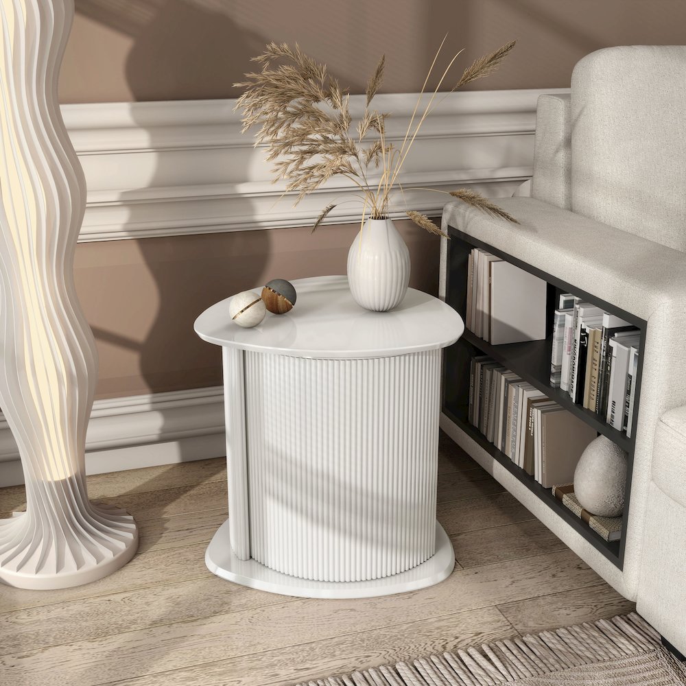 Talo Fluted Pedestal Triangle Storage End Table