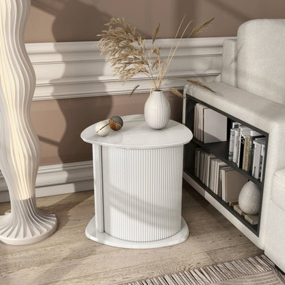 Talo Fluted Pedestal Triangle Storage End Table