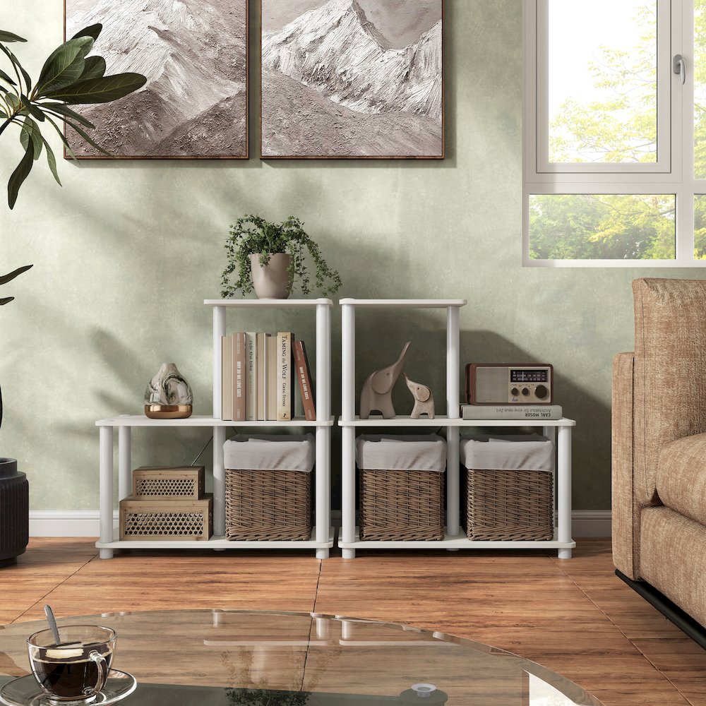 Seni 3-Cube Shelves Wood Open Bookcase