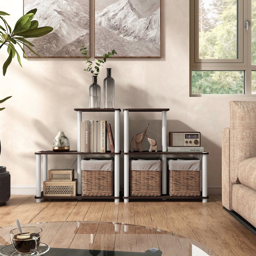 Seni 3-Cube Shelves Wood Open Bookcase