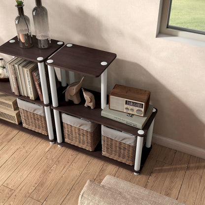 Seni 3-Cube Shelves Wood Open Bookcase