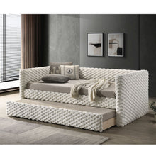 Ladell White Fabric and Wood Twin Daybed with Trundle