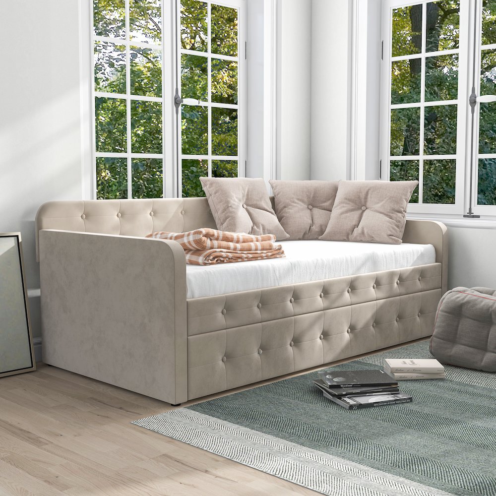Harper Fabric Twin Daybed with Trundle