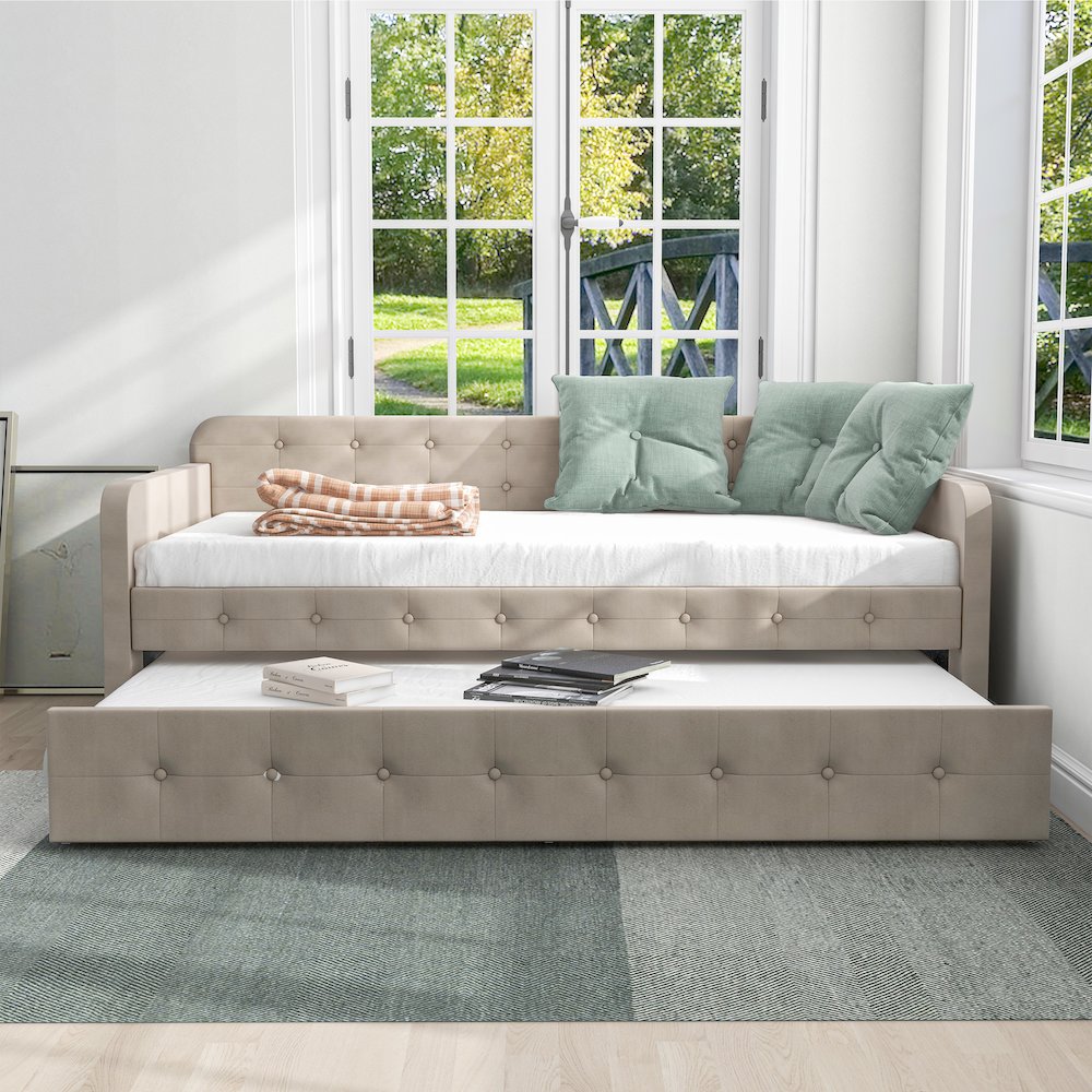 Harper Fabric Twin Daybed with Trundle