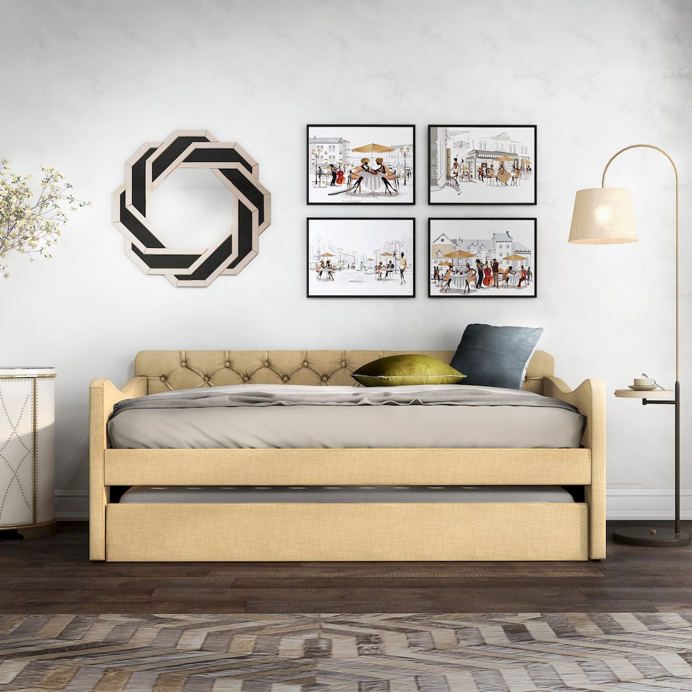 Knolt Fabric Twin Daybed with Trundle