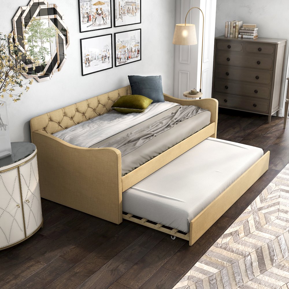 Knolt Fabric Twin Daybed with Trundle