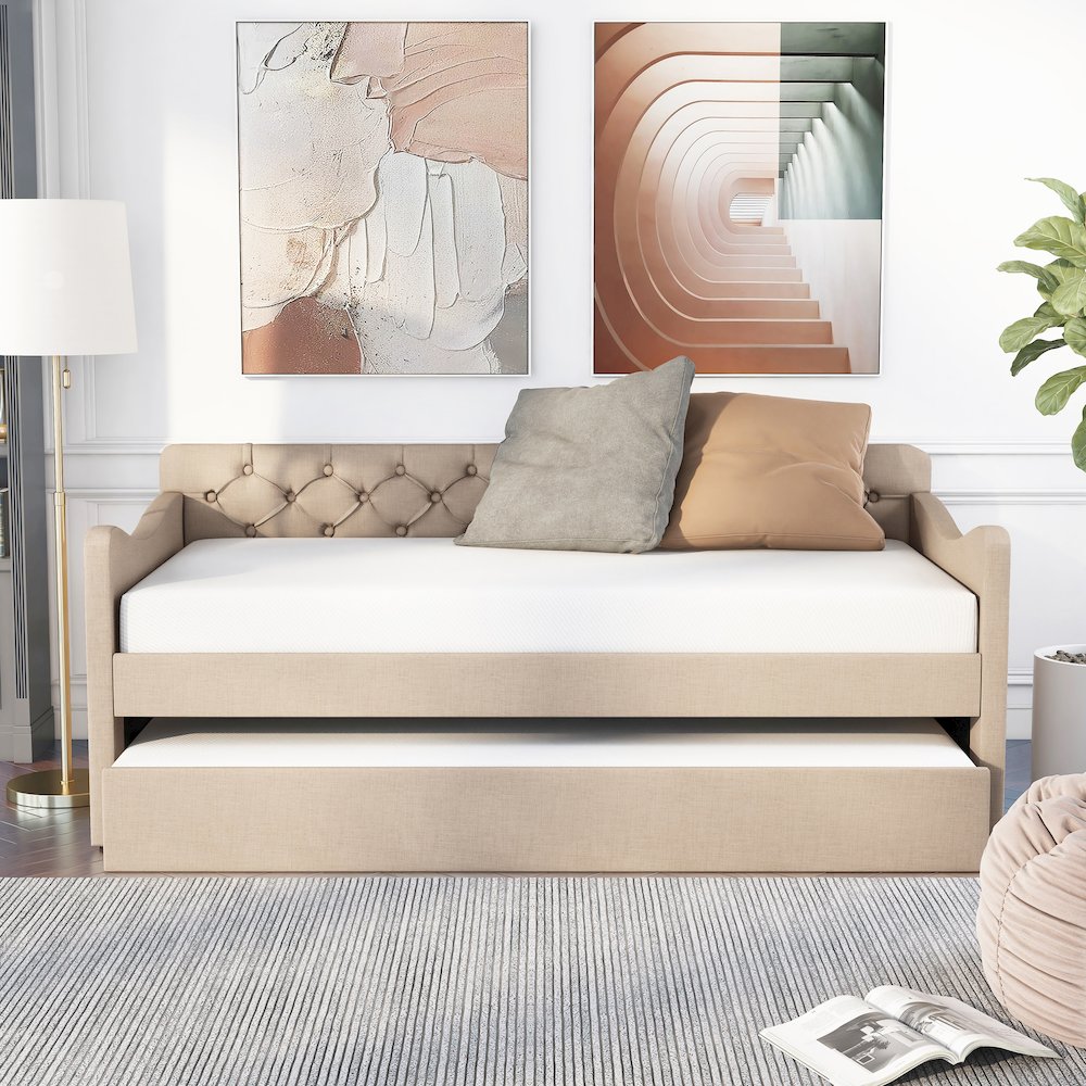Knolt Fabric Twin Daybed With Trundle