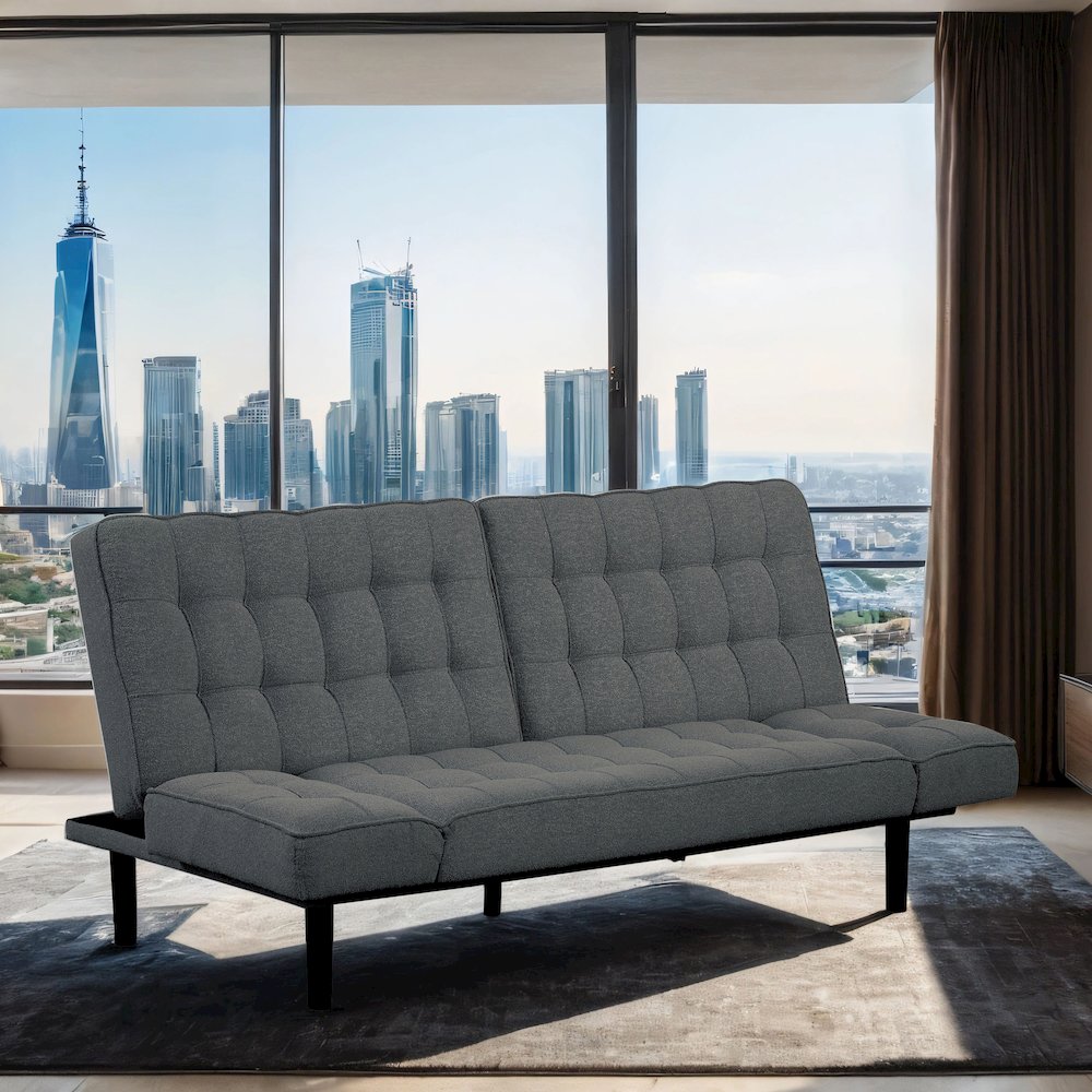 Sunith Wood Frame Fabric Futon Sofa Bed