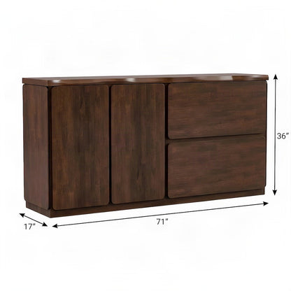 Starlight Canyon Home Solid Wood Dining Server with Live Edge Top, Brown