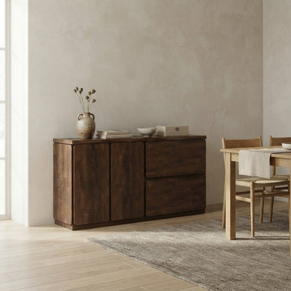 Starlight Canyon Home Solid Wood Dining Server with Live Edge Top, Brown