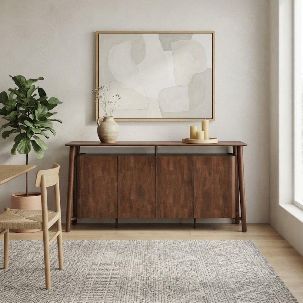 Starlight Canyon Home Dining Server with Solid Rubberwood Build, Brown