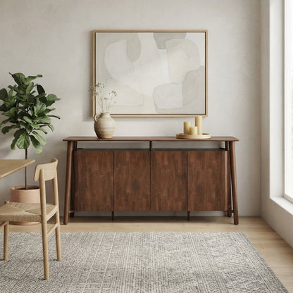 Starlight Canyon Home Dining Server with Solid Rubberwood Build, Brown