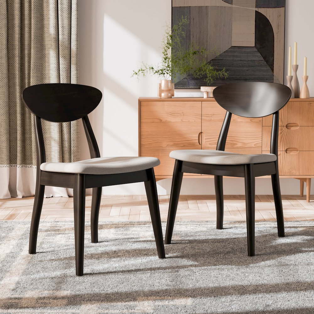 Pradan Black Wenge Solid Wood Dining Side Chair (Set of 2)