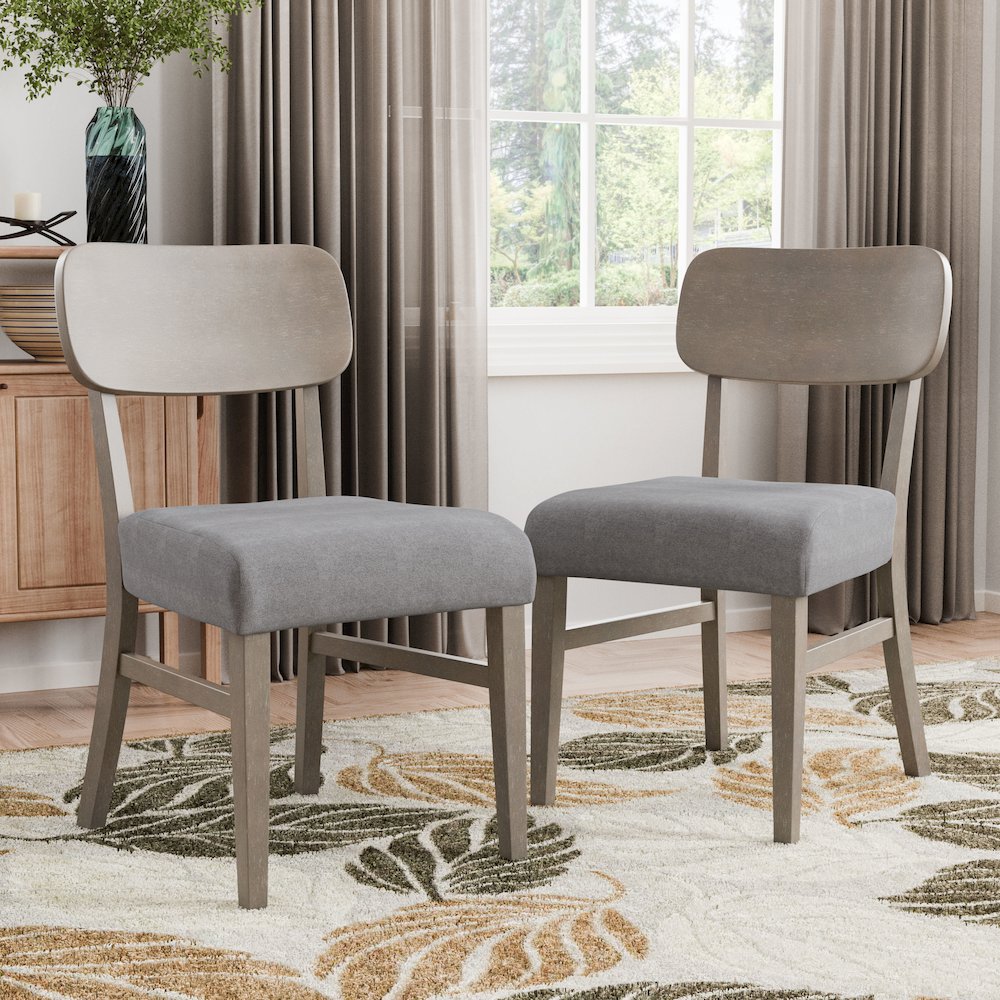Vann Gray Fabric Padded Seat Side Chair (Set of 2)