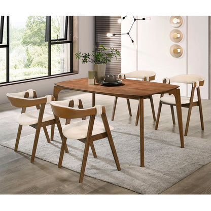 Sheil 5-Piece Walnut Wood Dining Table Set