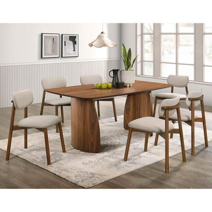 Haukea 7-Piece Walnut Wood Dining Table Set
