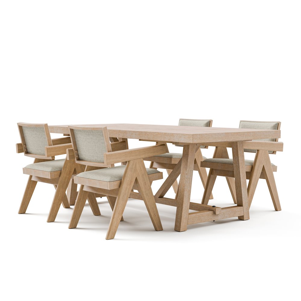 Oldbury 5-Piece Solid Wood Dining Table Set in Natural Oak