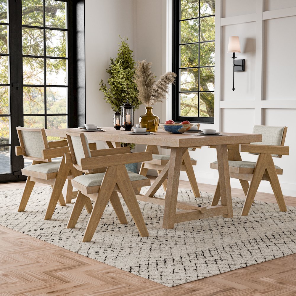 Oldbury 5-Piece Solid Wood Dining Table Set in Natural Oak