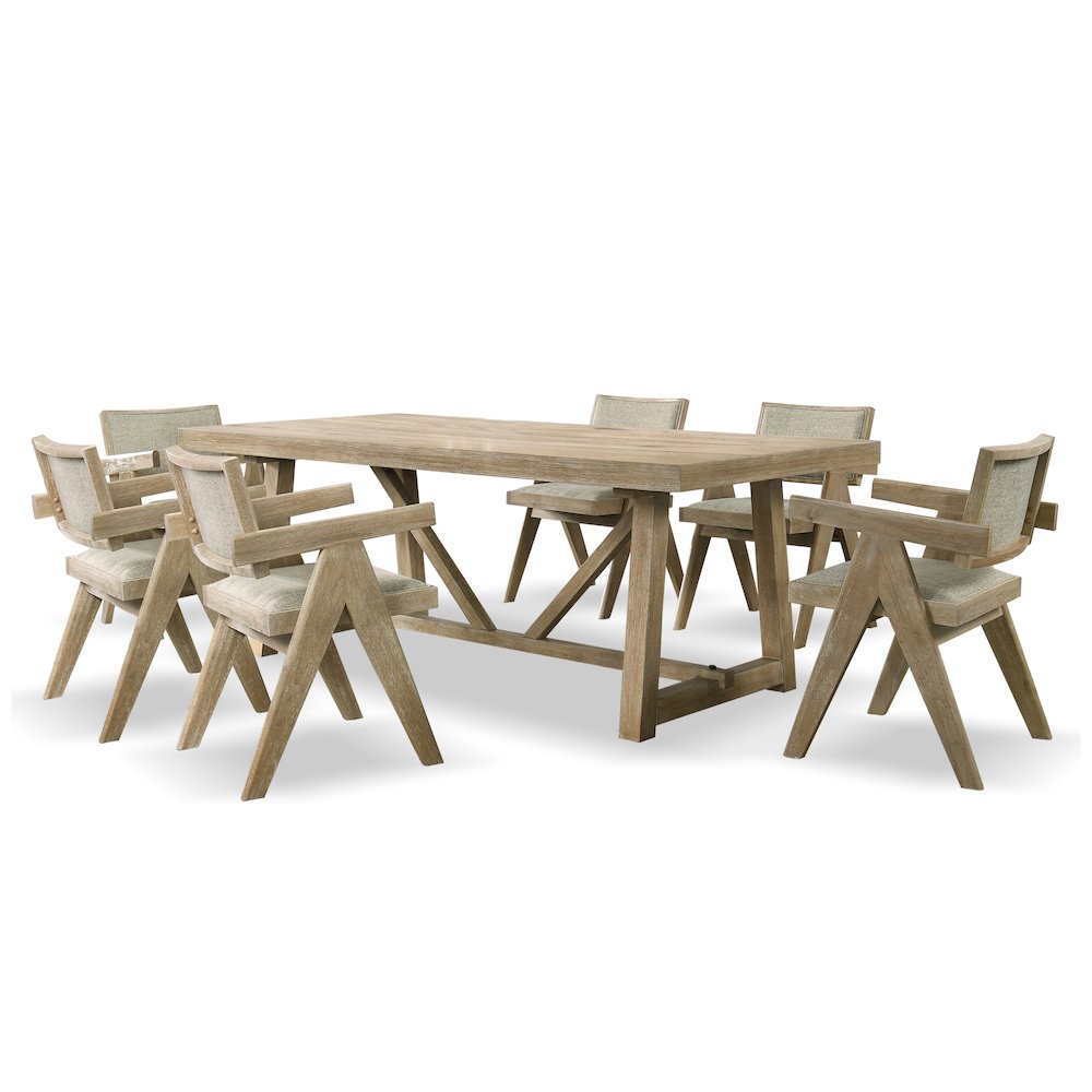Oldbury 7-Piece Solid Wood Dining Table Set in Natural Oak